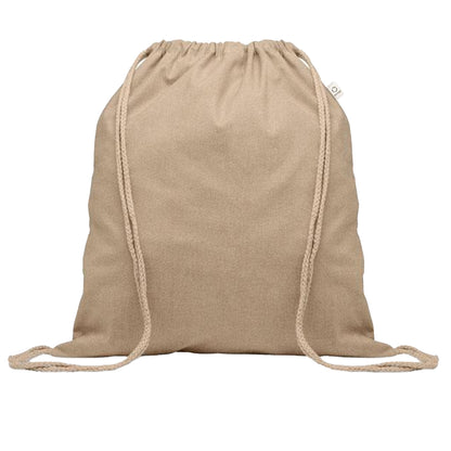 Khaki Brown - Front - MidOcean Cabetri Colour Recycled Cotton Drawstring Bag