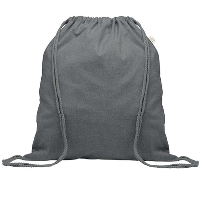 Stone Grey - Front - MidOcean Cabetri Colour Recycled Cotton Drawstring Bag