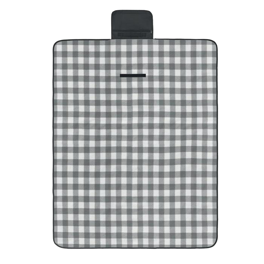 Black - Side - MidOcean Caly Fleece Gingham Check Picnic Blanket