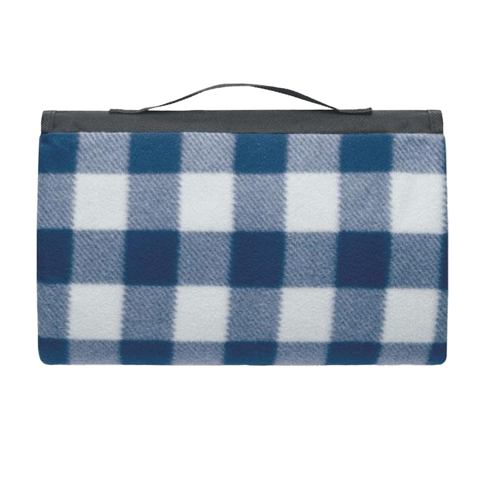 Blue - Back - MidOcean Caly Fleece Gingham Check Picnic Blanket