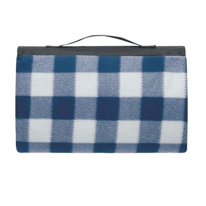 Blue - Back - MidOcean Caly Fleece Gingham Check Picnic Blanket