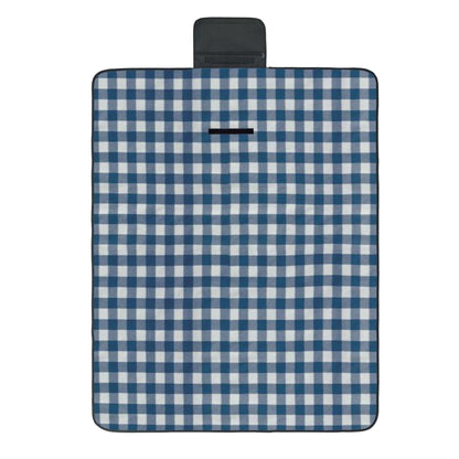 Blue - Side - MidOcean Caly Fleece Gingham Check Picnic Blanket