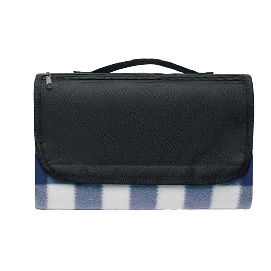 Blue - Front - MidOcean Caly Fleece Gingham Check Picnic Blanket
