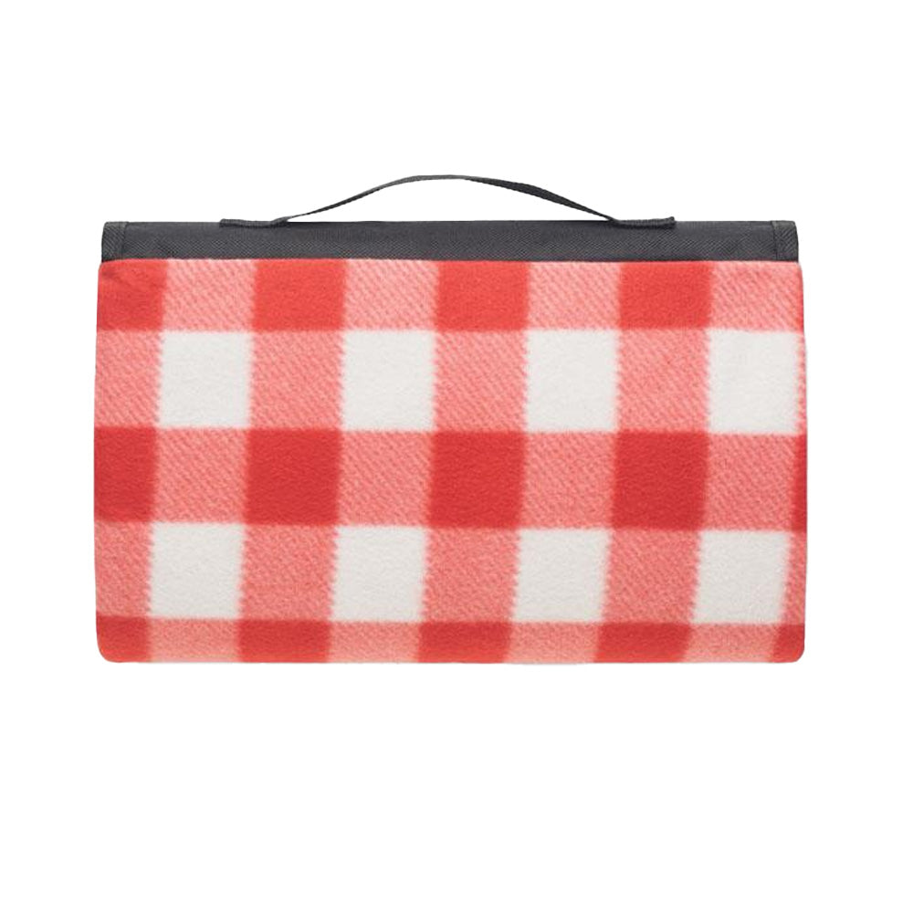 Red - Back - MidOcean Caly Fleece Gingham Check Picnic Blanket