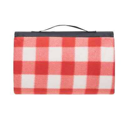 Red - Back - MidOcean Caly Fleece Gingham Check Picnic Blanket