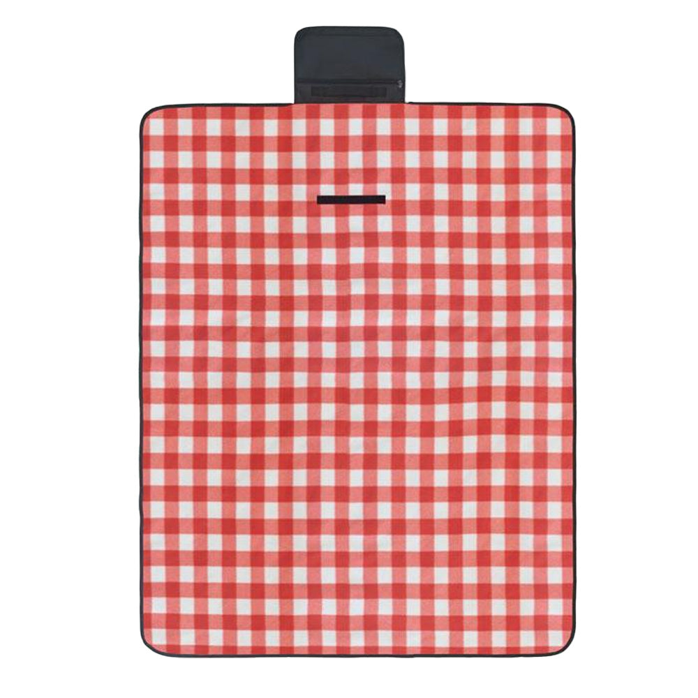 Red - Side - MidOcean Caly Fleece Gingham Check Picnic Blanket