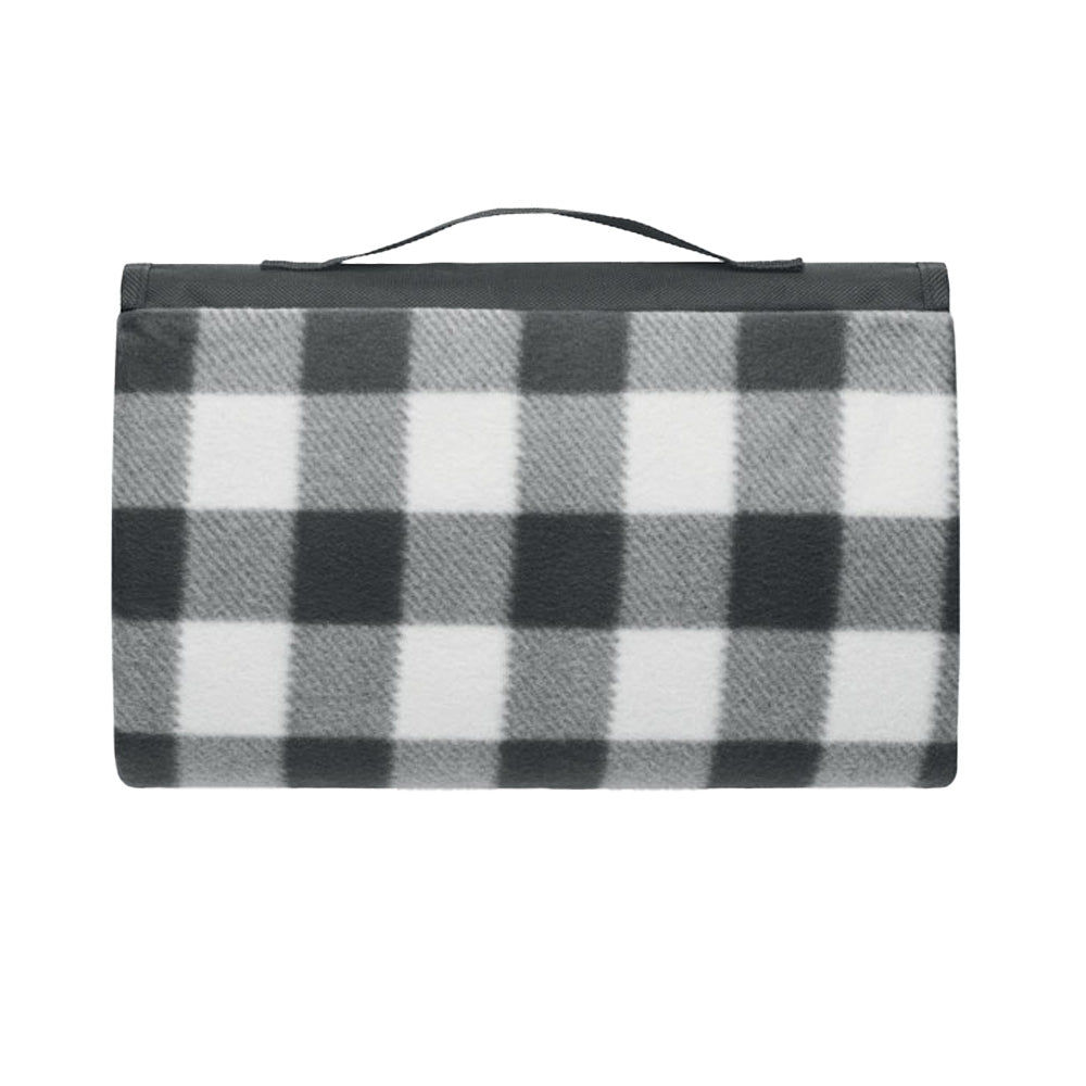 Black - Back - MidOcean Caly Fleece Gingham Check Picnic Blanket