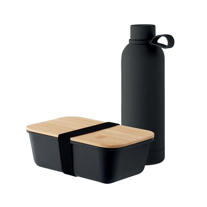 Black - Front - MidOcean Emerald Lunch Box & Bottle Set