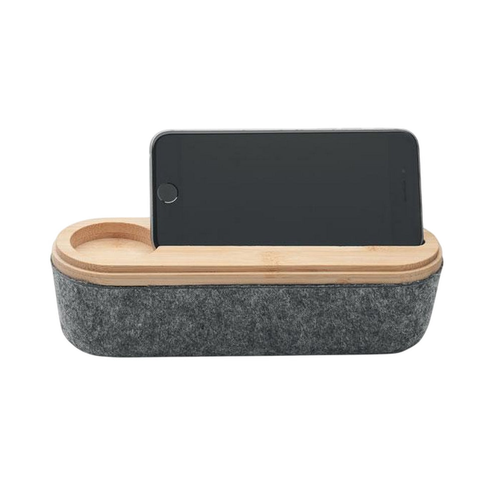 Wood-Dark Grey - Front - MidOcean Mile RPET Felt Pencil Case
