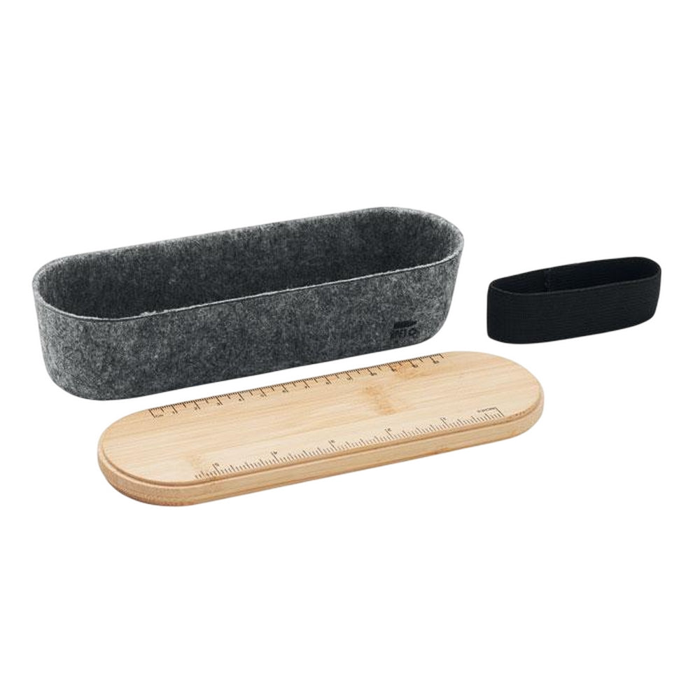 Wood-Dark Grey - Lifestyle - MidOcean Mile RPET Felt Pencil Case