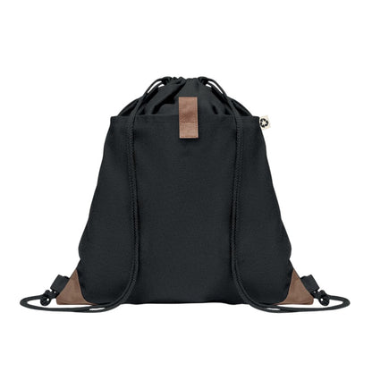 Black - Side - MidOcean Panda Recycled Cotton Drawstring Bag
