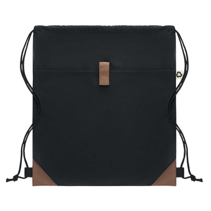 Black - Front - MidOcean Panda Recycled Cotton Drawstring Bag