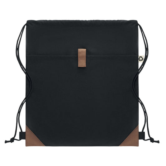 Black - Front - MidOcean Panda Recycled Cotton Drawstring Bag