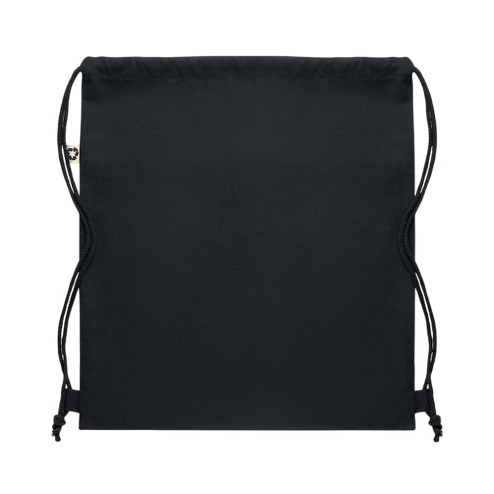 Black - Back - MidOcean Panda Recycled Cotton Drawstring Bag