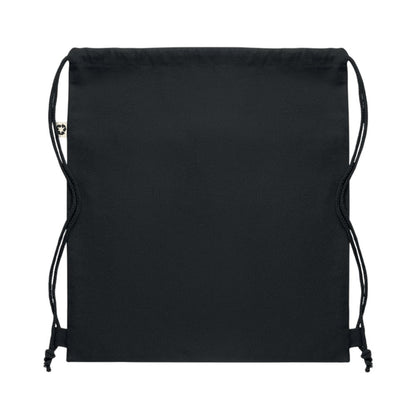 Black - Back - MidOcean Panda Recycled Cotton Drawstring Bag