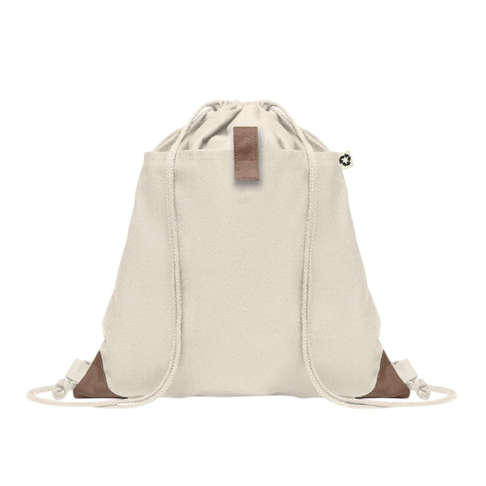 Beige - Side - MidOcean Panda Recycled Cotton Drawstring Bag
