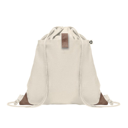 Beige - Side - MidOcean Panda Recycled Cotton Drawstring Bag