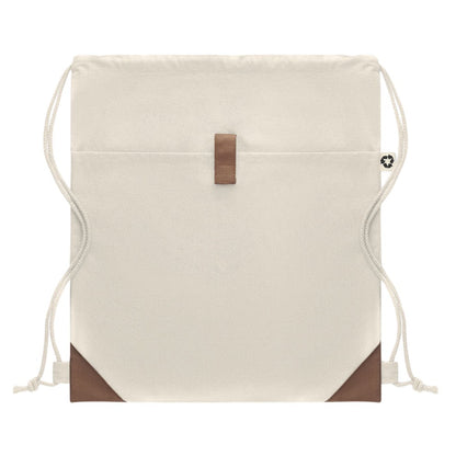 Beige - Front - MidOcean Panda Recycled Cotton Drawstring Bag