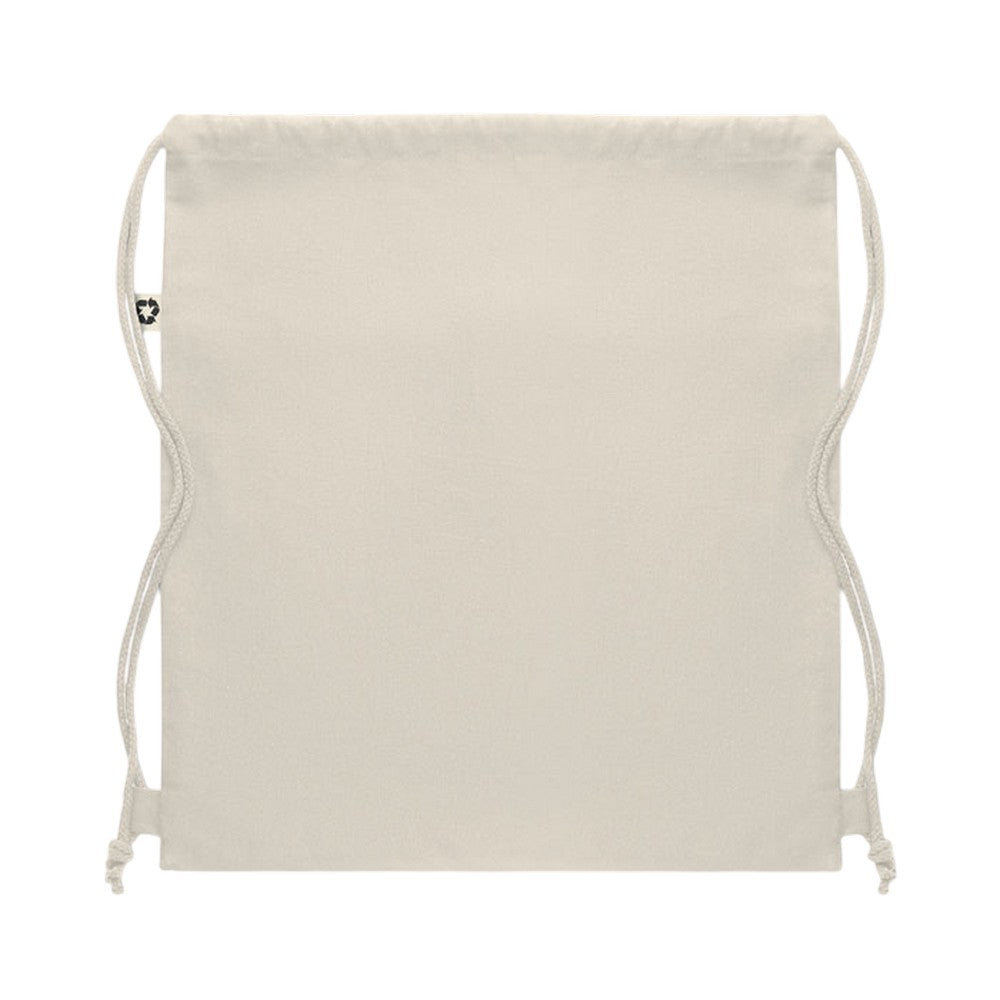 Beige - Back - MidOcean Panda Recycled Cotton Drawstring Bag