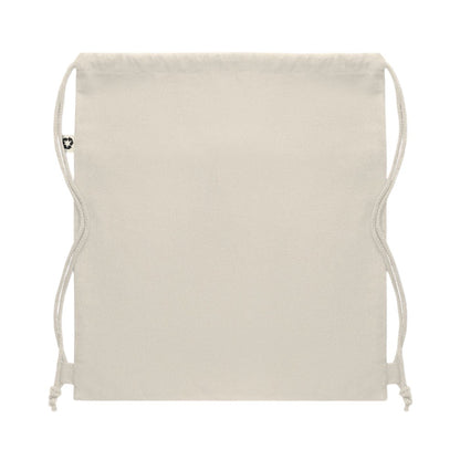 Beige - Back - MidOcean Panda Recycled Cotton Drawstring Bag