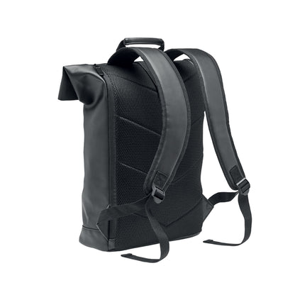 Black - Back - MidOcean Bai Roll Roll Top PU Laptop Backpack