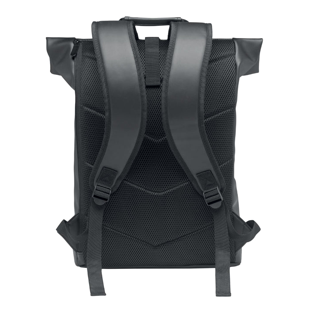 Black - Lifestyle - MidOcean Bai Roll Roll Top PU Laptop Backpack