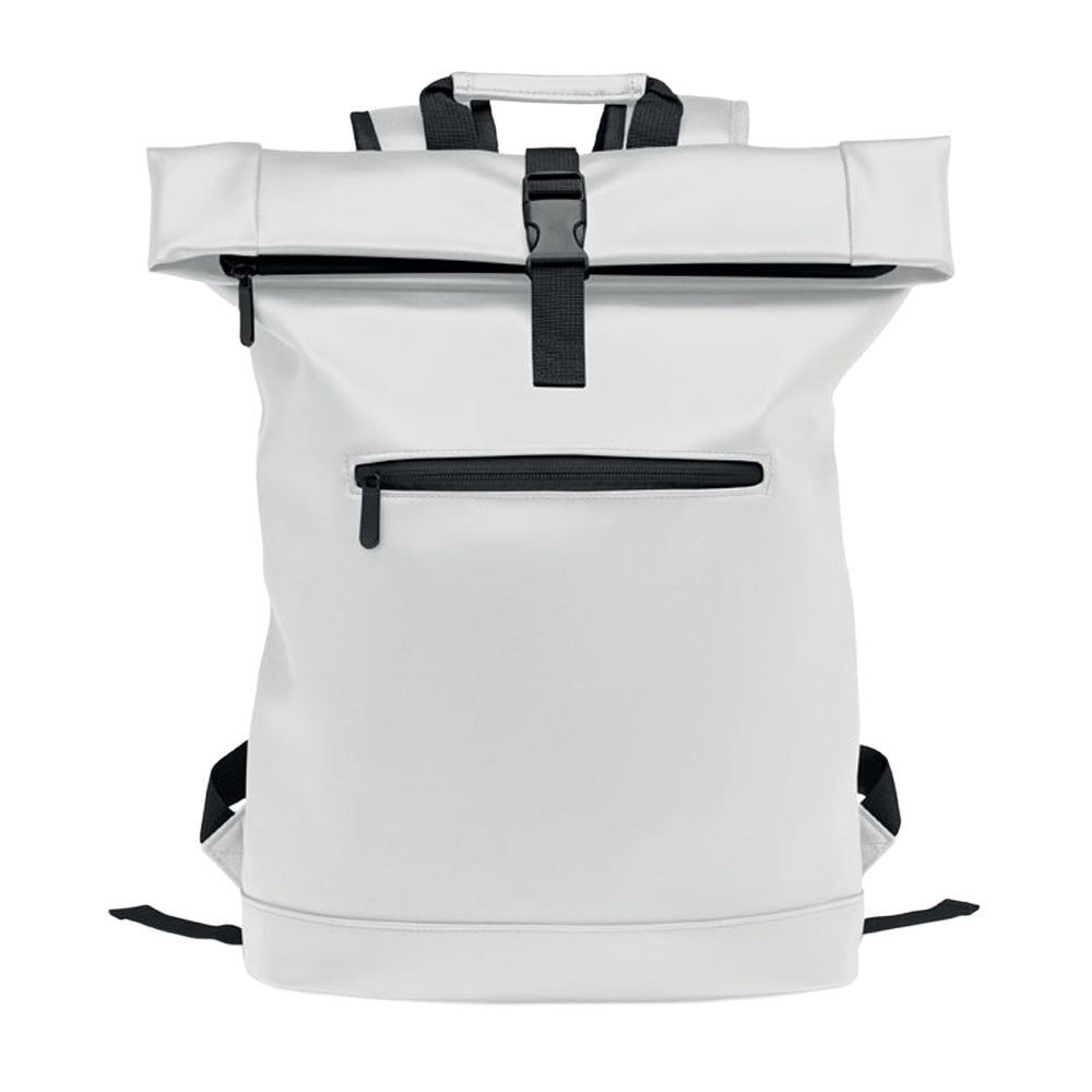White - Front - MidOcean Bai Roll Roll Top PU Laptop Backpack