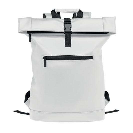 White - Front - MidOcean Bai Roll Roll Top PU Laptop Backpack