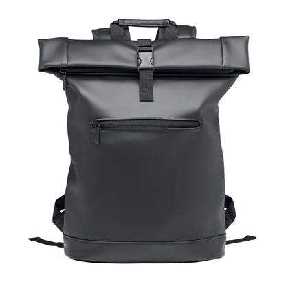 Black - Front - MidOcean Bai Roll Roll Top PU Laptop Backpack