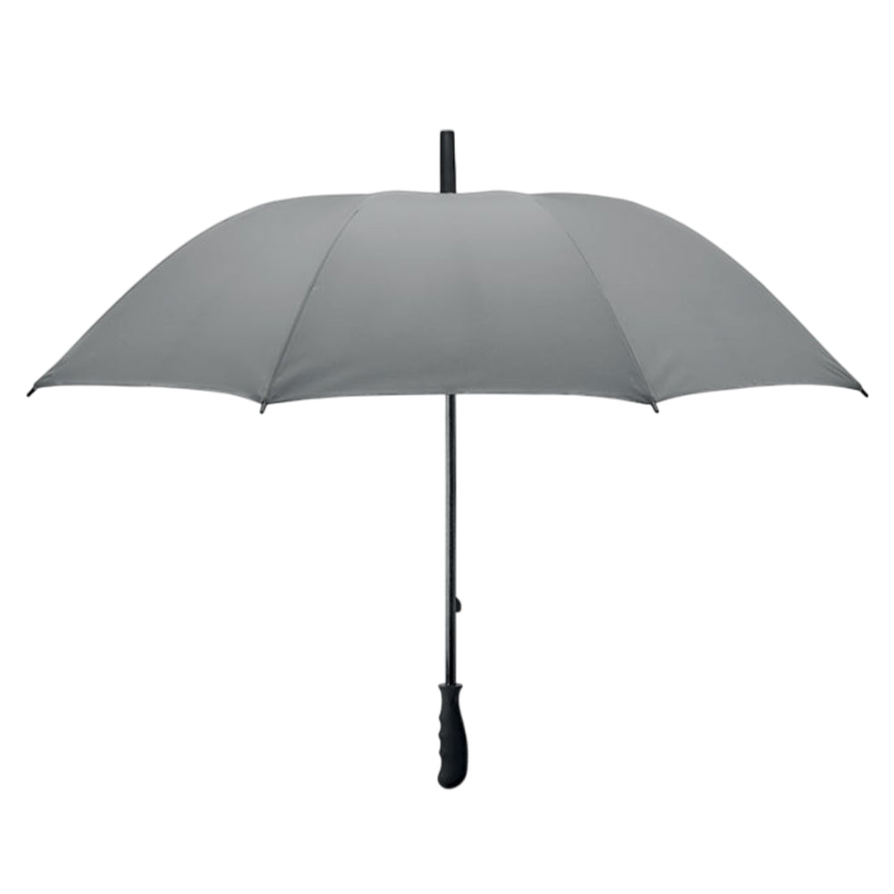 Matt Silver - Front - MidOcean Visibrella Reflective Stick Umbrella