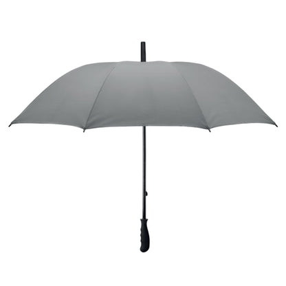 Matt Silver - Front - MidOcean Visibrella Reflective Stick Umbrella