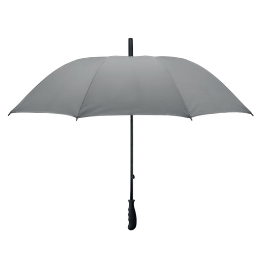 Matt Silver - Front - MidOcean Visibrella Reflective Stick Umbrella