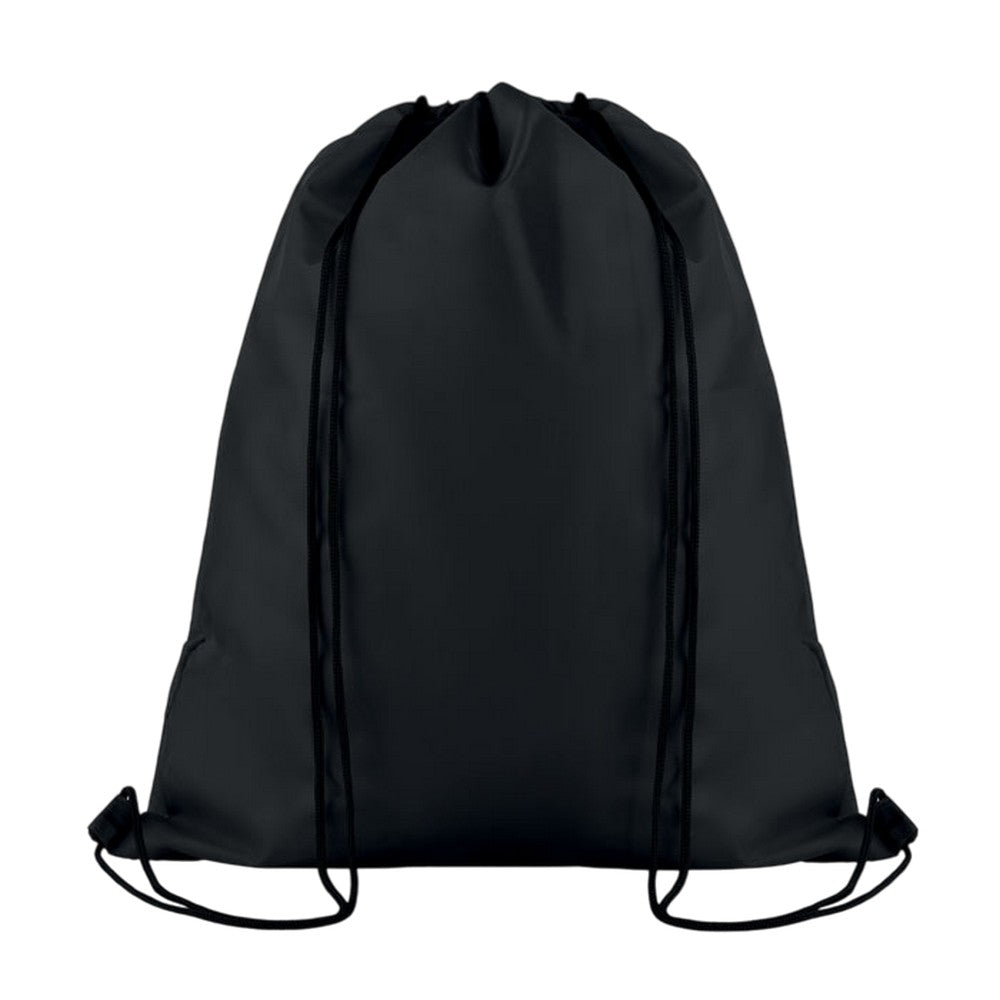 Black - Back - MidOcean Pocket Shoop Polyester Drawstring Bag