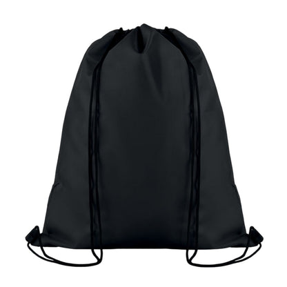 Black - Back - MidOcean Pocket Shoop Polyester Drawstring Bag