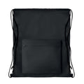 Black - Side - MidOcean Pocket Shoop Polyester Drawstring Bag