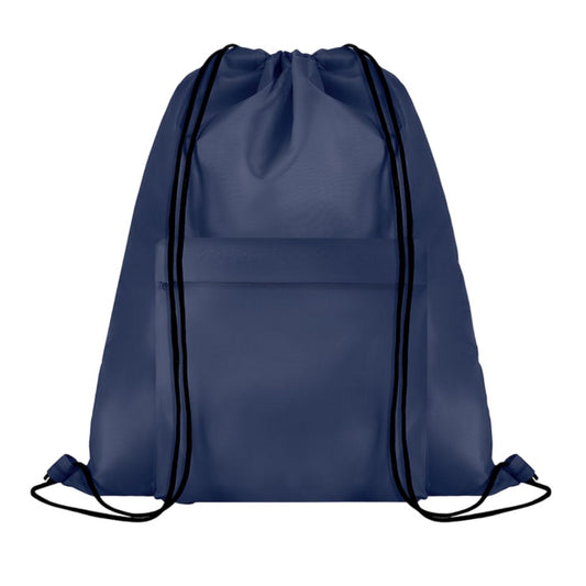 Blue - Front - MidOcean Pocket Shoop Polyester Drawstring Bag