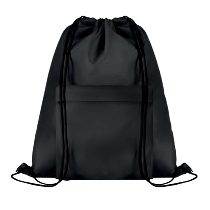 Black - Front - MidOcean Pocket Shoop Polyester Drawstring Bag