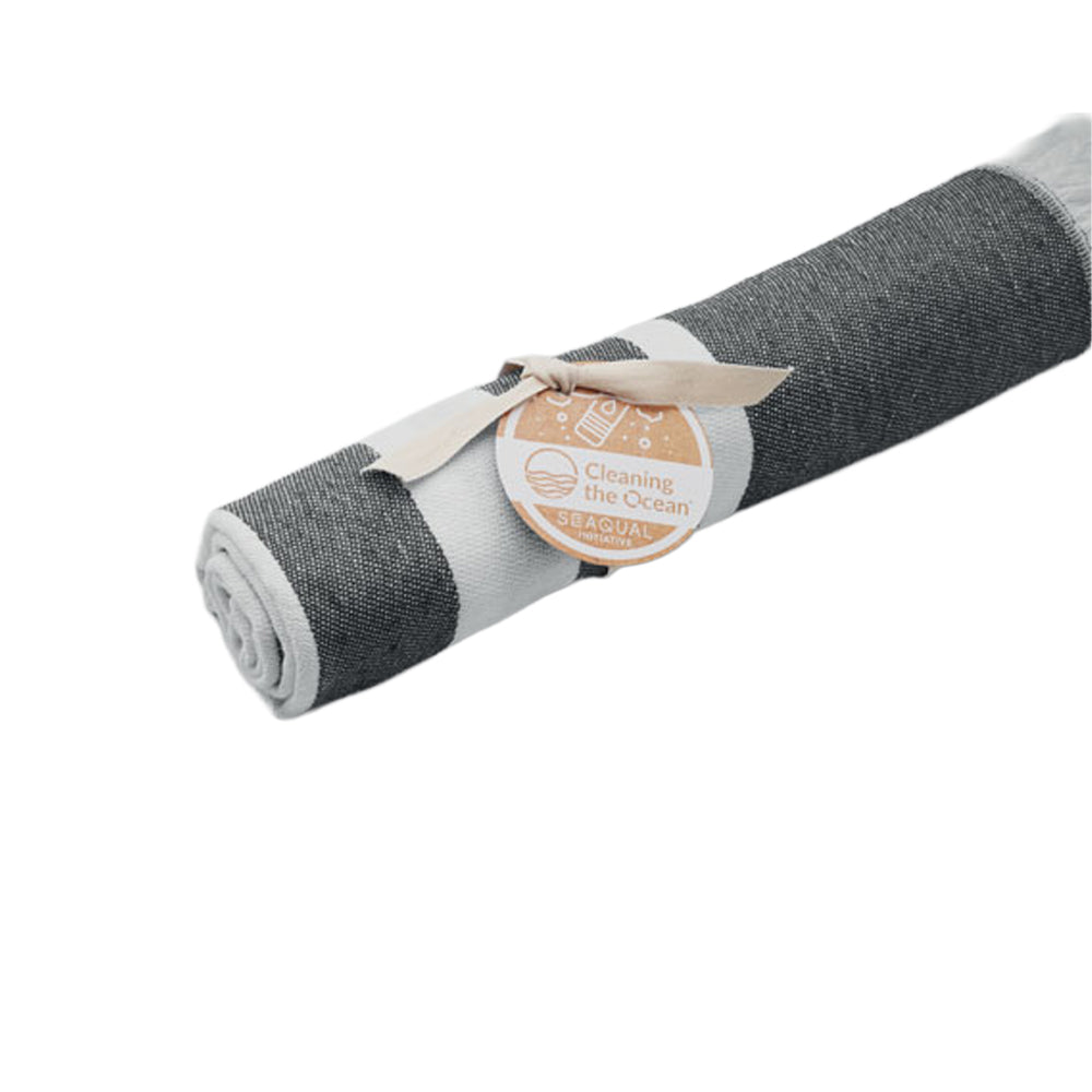 Grey - Back - MidOcean Wave Hammam SeaQual Bath Towel