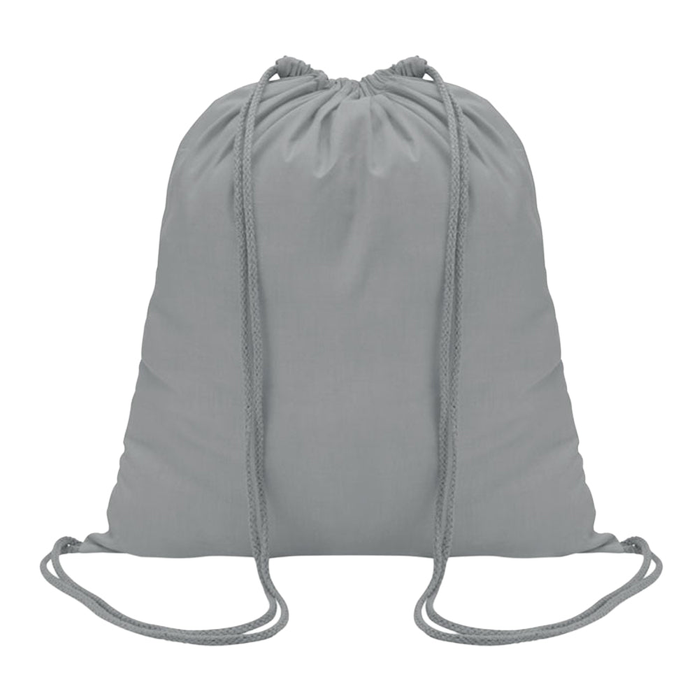Grey - Front - MidOcean Colored Cotton Drawstring Bag