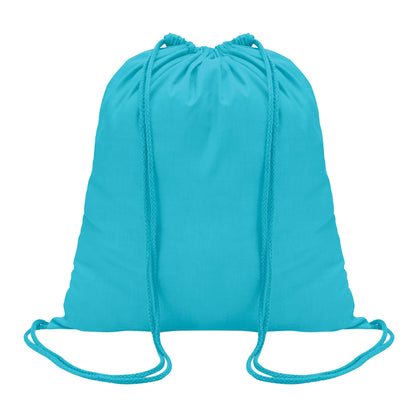 Turquoise - Front - MidOcean Colored Cotton Drawstring Bag