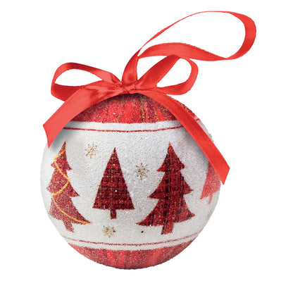 Red-White - Side - MidOcean Snowy Christmas Bauble