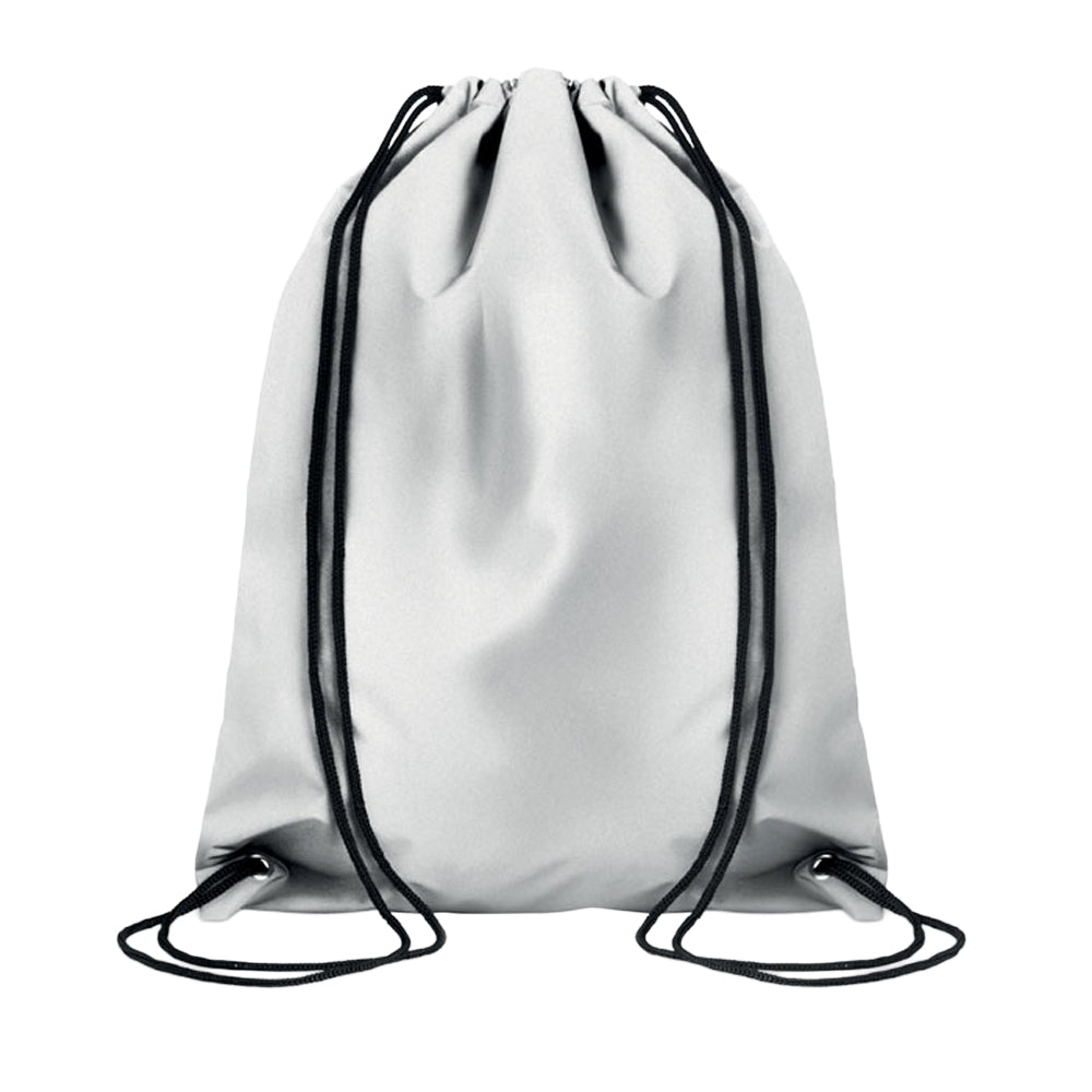Silver - Front - MidOcean Shoop Reflective Drawstring Bag