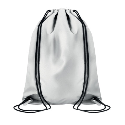 Silver - Front - MidOcean Shoop Reflective Drawstring Bag