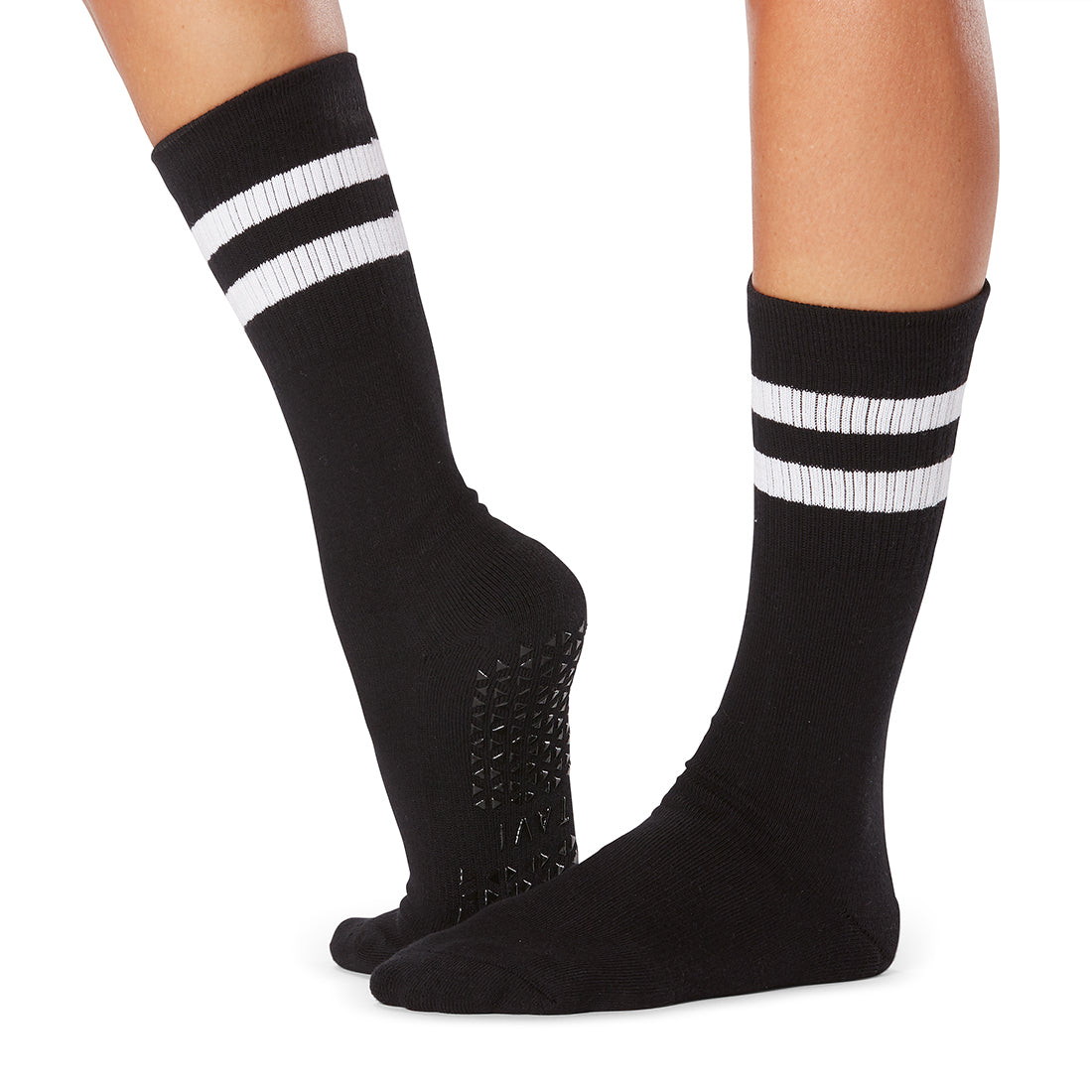 Black-White - Side - Tavi Noir Womens-Ladies Kai Gripped Crew Socks
