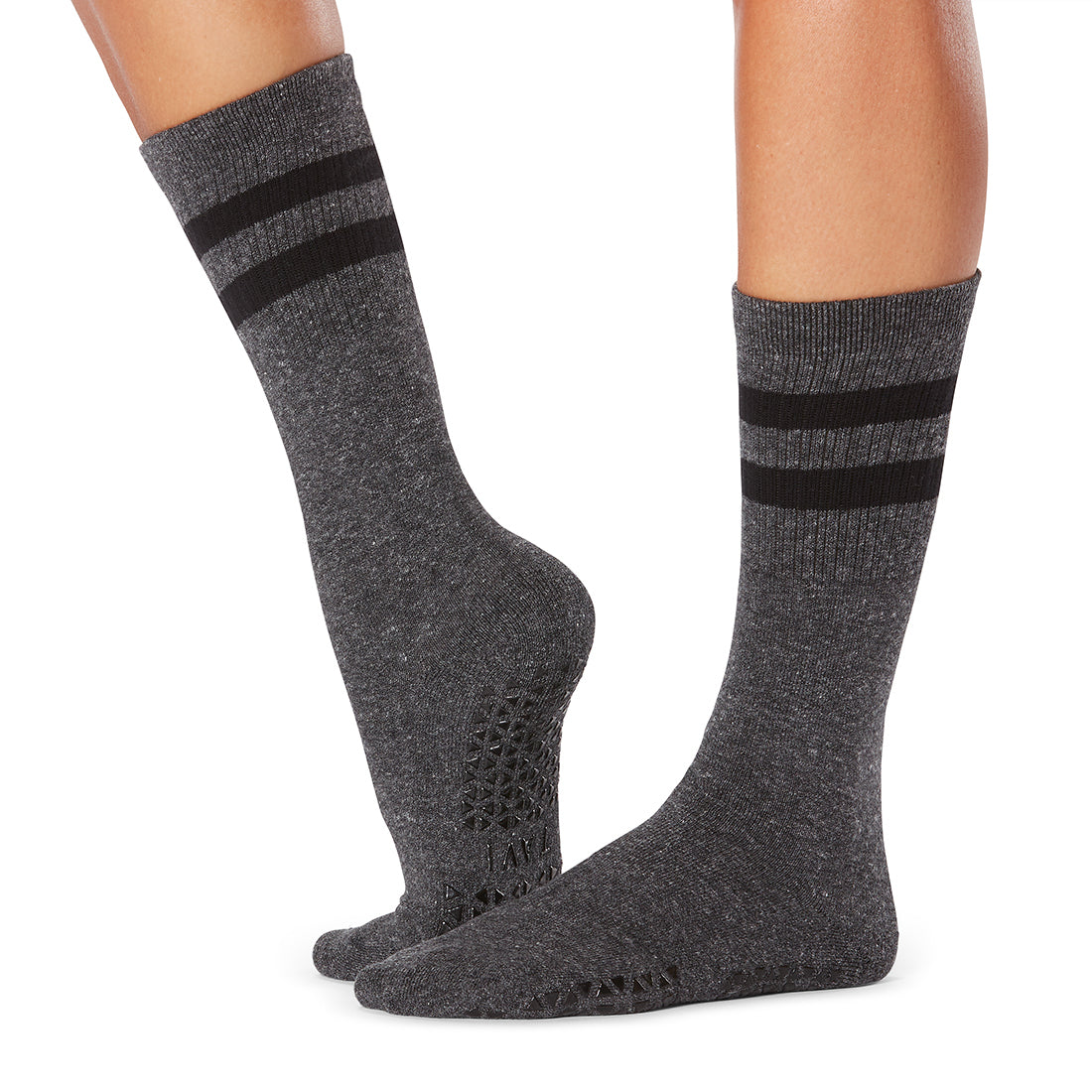 Grey-Black - Side - Tavi Noir Womens-Ladies Kai Gripped Crew Socks