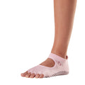 Pink - Side - Toesox Womens-Ladies Allure Half Toe Socks