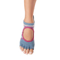 Light Blue-Pink - Side - Toesox Womens-Ladies Bellarina Gypsy Half Toe Socks