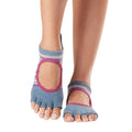 Light Blue-Pink - Front - Toesox Womens-Ladies Bellarina Gypsy Half Toe Socks