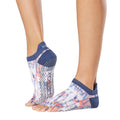 Blue - Back - Toesox Womens-Ladies Santa Fe Half Toe Socks