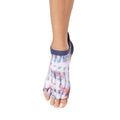 Blue - Side - Toesox Womens-Ladies Santa Fe Half Toe Socks
